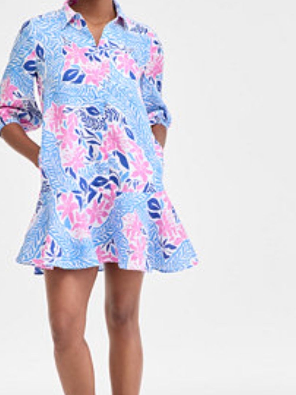 Charter ClubWomen's 100% Linen Printed Ruffle-Hem Dress.
